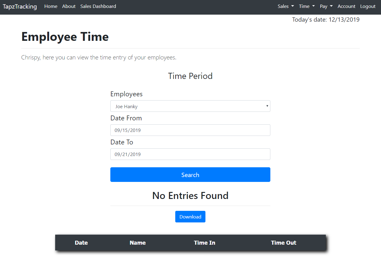View Employee Time Entry